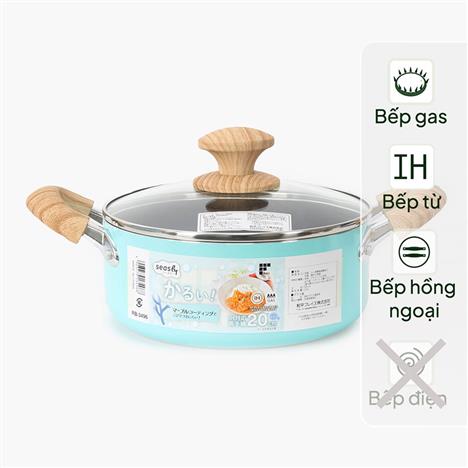 Nồi chống dính đá hoa cương Wahei Freiz 20cm (Kèm nắp kính),  dùng được bếp từ