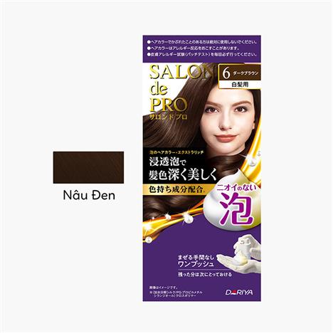 Nhuộm tóc phủ bạc không mùi dạng bọt Salon de Pro 6 Màu nâu đen 100g, gội nhuộm nhanh chóng tại nhà