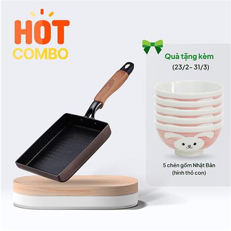 Chảo chống dính Puntec Nhật Bản 14.4x19.4cm, dùng được bếp từ