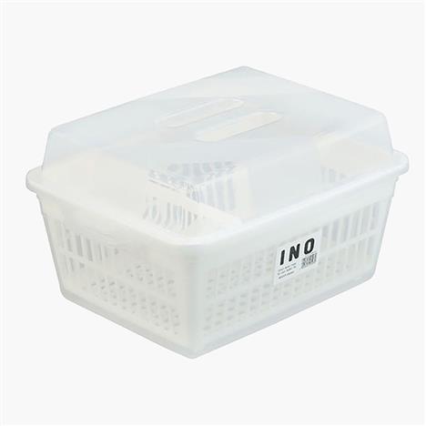 Rổ úp chén có khay hứng nước, nắp đậy Inomata 42x30.5cm