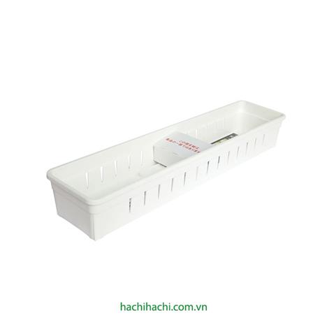 Khay đựng vật dụng, đồ dùng nhà bếp kèm tấm chia ngăn 34.8x8cm (Trắng)