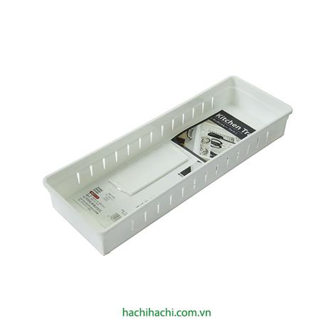Khay đựng vật dụng, đồ dùng nhà bếp kèm tấm chia ngăn Inomata Nhật Bản 34.8x12cm (Trắng)