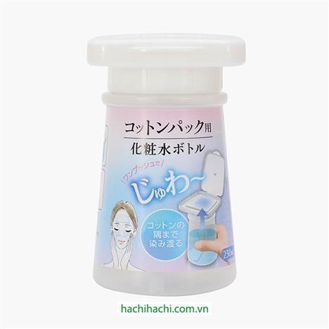 Chai chiết mỹ phẩm, toner, nước tẩy trang có khay thấm bông cotton tiện lợi 230ml