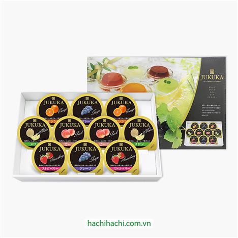 Thạch rau câu trái cây Nhật Bản Jukuka 5 vị 520g (52g x 10 cái)