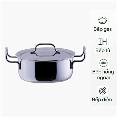 Nồi inox 304 Nhật Bản cao cấp 7 lớp liền khối chống ăn mòn, gỉ sét GEO 20cm