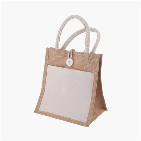 Túi vải đay 2 ngăn có nút gài 21x23cm