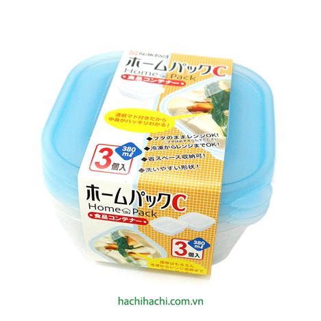 Hộp đựng thực phẩm Nhật Bản trữ đông, trữ mát, dùng lò vi sóng Nakaya 380mlx3