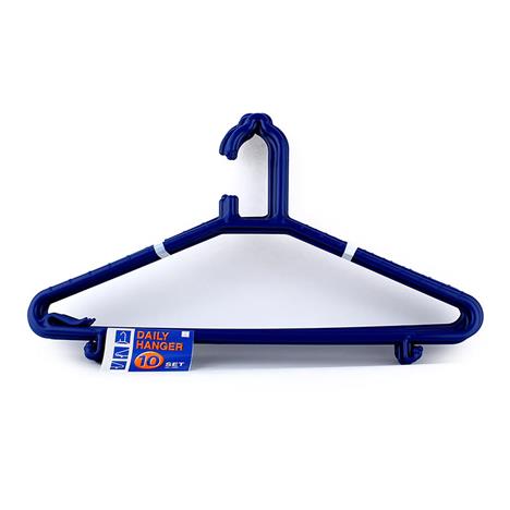 Móc quần áo chống trượt Kokubo Nhật Bản có 2 móc phụ 10 cái (Xanh)