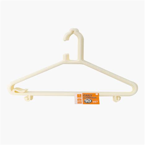 Móc quần áo chống trượt Kokubo Nhật Bản có 2 móc phụ 10 cái (Trắng)