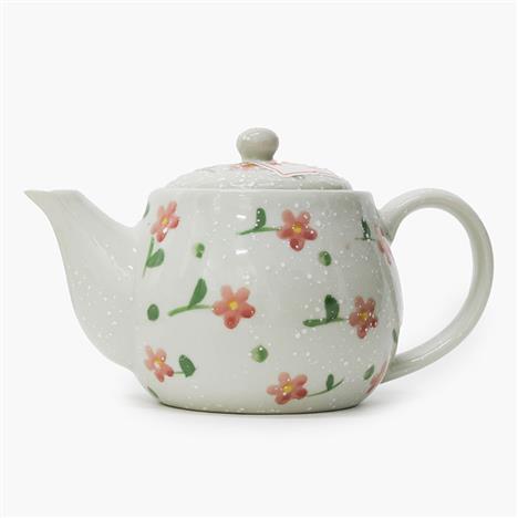 Ấm sứ pha trà 500ml Hoa đỏ hồng (Kèm lưới lọc)