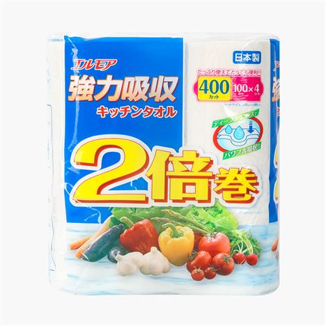 Khăn giấy bếp Nhật Bản siêu thấm hút đa năng Ellemoi 2 lớp (4 cuộnx100 tờ)