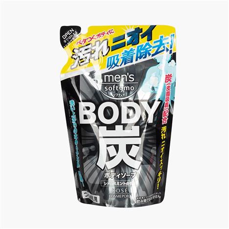 Sữa tắm than hoạt tính dành cho nam Nhật Bản Kose Softymo túi refill 400ml