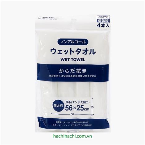 Khăn ướt siêu lớn không cồn lau cơ thể 56x25cm 4 cái