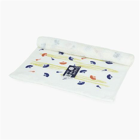 Khăn Tenugui cotton Nhật Bản Nissen 34x90cm Japanese Folding Fan SZ-4504NB Navy Blue