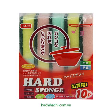 Mút rửa chén Nhật Bản kháng khuẩn, tạo bọt Okazaki 10 cái (Loại cứng)