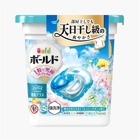 Viên giặt xả khử mùi, chống nhăn, ố vàng 4 trong 1 Gel Ball Bold P&G Hương nắng mai 11 viên