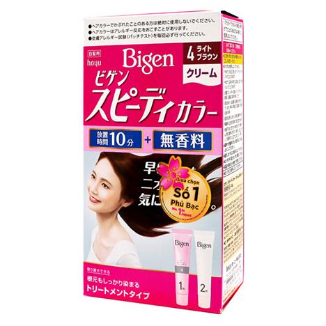 Kem nhuộm tóc phủ bạc Bigen Speedy Color Cream 4 Nâu vừa