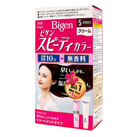 Kem nhuộm tóc phủ bạc Bigen Speedy Color Cream 5  Nâu sẫm