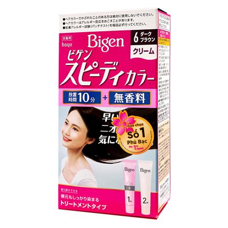 Kem nhuộm tóc phủ bạc Bigen Speedy Color Cream 6 Nâu đen