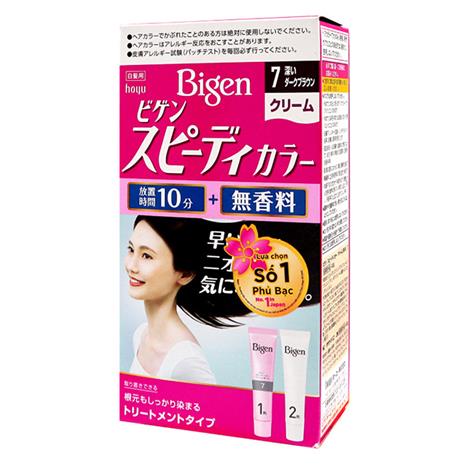 Kem nhuộm tóc phủ bạc Bigen Speedy Color Cream 7 Đen ánh nâu