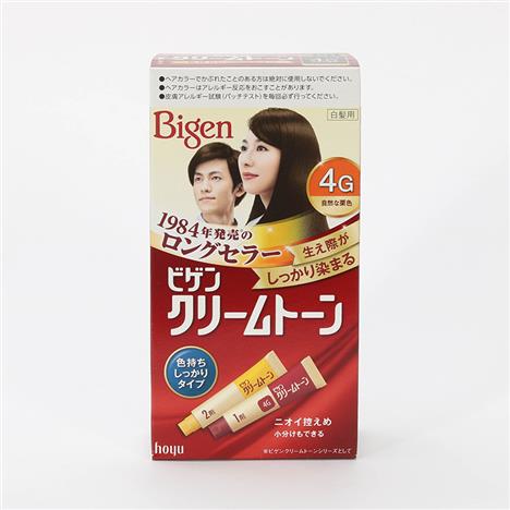 Kem nhuộm tóc phủ bạc Nhật Bản Bigen cream tone 4G Nâu sáng, Siêu bền màu, không mùi khó chịu