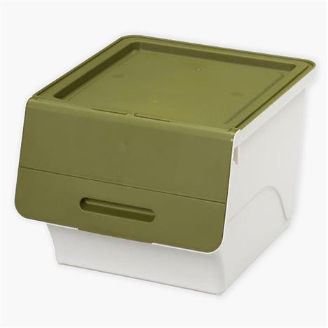 Hộp đựng nắp gập, lật 3 nấc Sanka Nhật Bản 38.5x46x31cm (M) - Xanh rêu