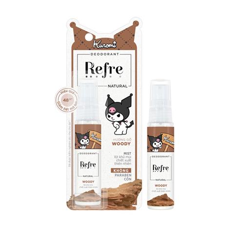 Xịt khử mùi chiết xuất thiên nhiên hương gỗ Woody Refre 30ml, Giảm tiết mồ hôi đến 48 tiếng