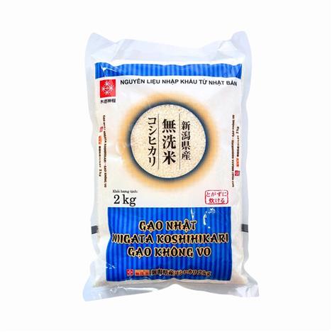 Gạo Nhật Niigata Koshihikari (Gạo không vo) 2kg, 100% nguyên liệu từ Nhật Bản