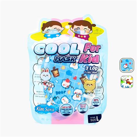 Khẩu trang y tế  Kim Sora  5D trẻ em 3 lớp 7 cái size L  (Nhiều mẫu)-Giao mẫu ngẫu nhiên