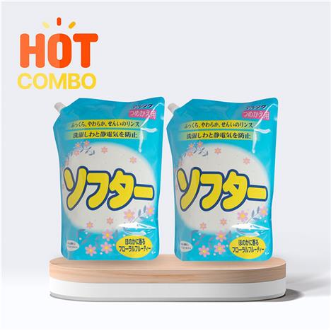 Combo siêu tiết kiệm 2 Nước xả vải chống nhăn và xù lông Marufuku Softer hương hoa quả dịu nhẹ 2L