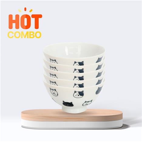 Combo siêu tiết kiệm 5 Chén sứ Nhật Bản 11.2cm Hình mèo