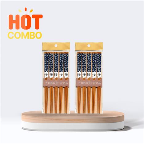 Combo siêu tiết kiệm 2 Đũa tre chống trượt Living 22.5cm (5 đôi)