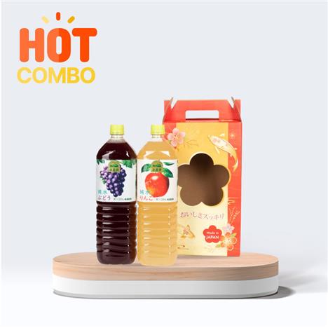 Combo siêu hời mua 2 chai Nước ép nho và táo tinh khiết 1.5L tặng hộp giấy