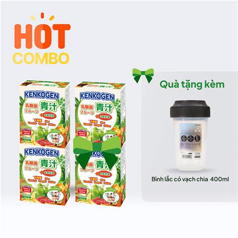 Combo siêu hời mua 2 tặng 2 TPBS: Bột mầm lúa mạch non Nhật Bản Kenkogen 24 gói và tặng thêm 1 Bình lắc có vạch chia  400ml