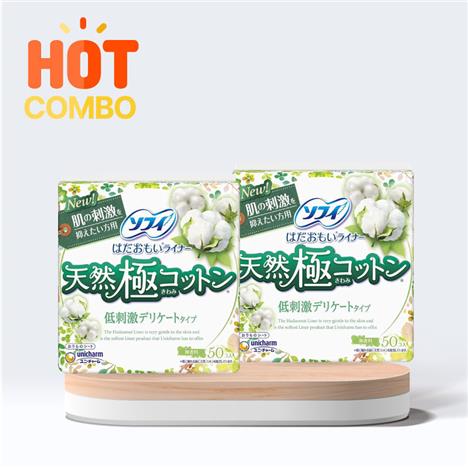 Combo siêu tiết kiệm 2 BVS hàng ngày Natural Cotton siêu mỏng Sofy 14cm 50 miếng