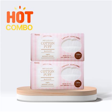 Combo siêu tiết kiệm 2 Bông tẩy trang Cotton thiên nhiên 130 miếng