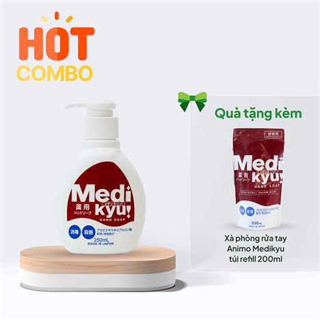 Combo siêu hời mua Xà phòng rửa tay  Animo Medikyu chai 250ml tặng túi refill 200ml 