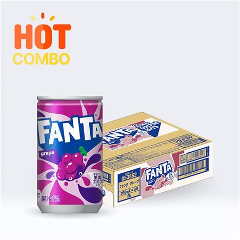 Combo siêu tiết kiệm 1 thùng 30 lon Nước ngọt Fanta nho Nhật Bản 160ml