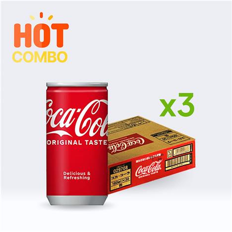 Combo siêu tiết kiệm 3 thùng 30 lon Nước ngọt Coca Cola Nhật Bản 160ml