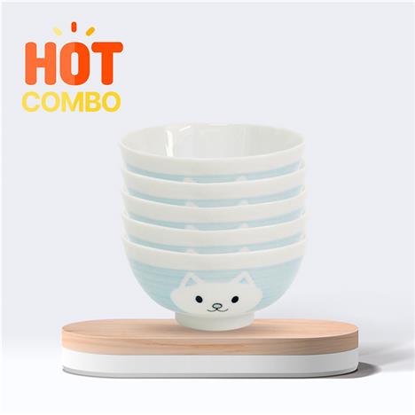 Combo siêu tiết kiệm 5 Chén sứ Nhật Bản 10.5cm (Mèo con)