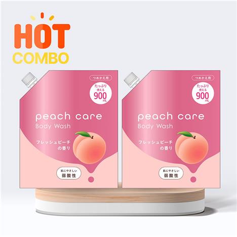 Combo siêu tiết kiệm 2 túi Sữa tắm dưỡng ẩm Peach care Animo 900ml (Túi refill)