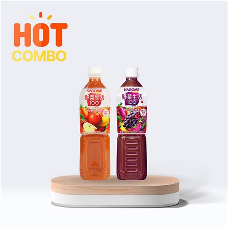 Combo siêu tiết kiệm Nước ép rau củ quả nguyên chất Kagome Berry Salad và Apple Salad 720ml