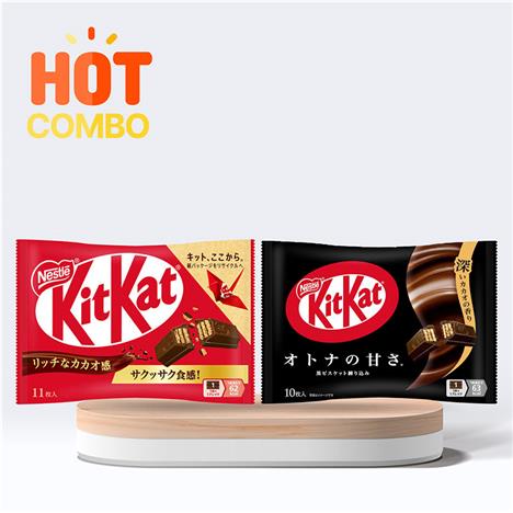 Combo siêu tiết kiệm Bánh Kitkat Socola Nhật Bản 127.6g (11.6gx11cái) và 113g (11.3gx10 cái)