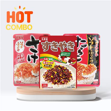 Combo siêu tiết kiệm Gia vị rắc cơm cá hồi-trứng cá tuyết-thịt bò Sukiyaki Marumiya