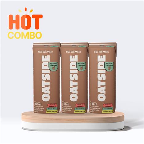 Combo siêu tiết kiệm 1 lốc 3 hộp Sữa yến mạch vị socola lúa mạch Oatside 180ml