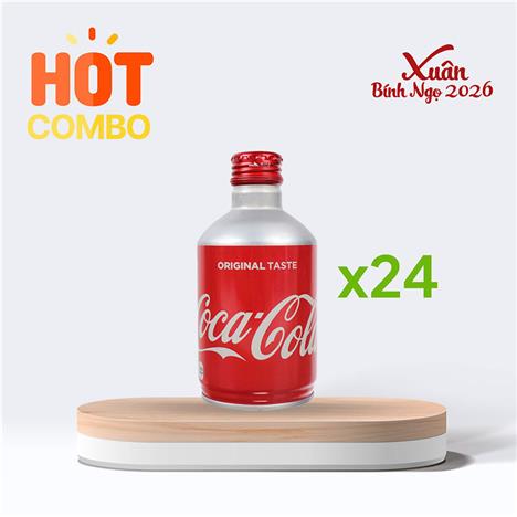 Combo siêu tiết kiệm 1 thùng 24 lon Nước ngọt có ga vị truyền thống Coca Cola Original Taste 300ml