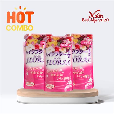 Combo siêu tiết kiệm 3 Nước xả vải đậm đặc chống nhăn và xù lông Marufuku High Softer hương hoa 540ml