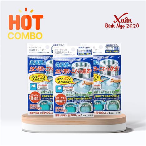 Combo siêu tiết kiệm 3 Bột tẩy lồng máy giặt khử mùi, chống nấm mốc chiết xuất trà xanh 100g