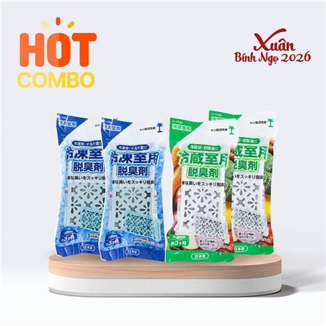 Combo siêu tiết kiệm 2 Hộp khử mùi ngăn đông 10g & 2 Hộp khử mùi ngăn mát, ngăn rau củ tủ lạnh 10g