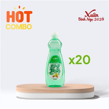Combo siêu tiết kiệm 1 thùng 20 chai Nước rửa chén trung tính dầu Olive Rocket 600g